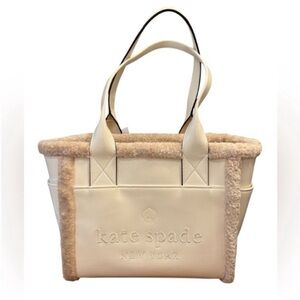 kate spade jett tote faux‎ shearling meringue